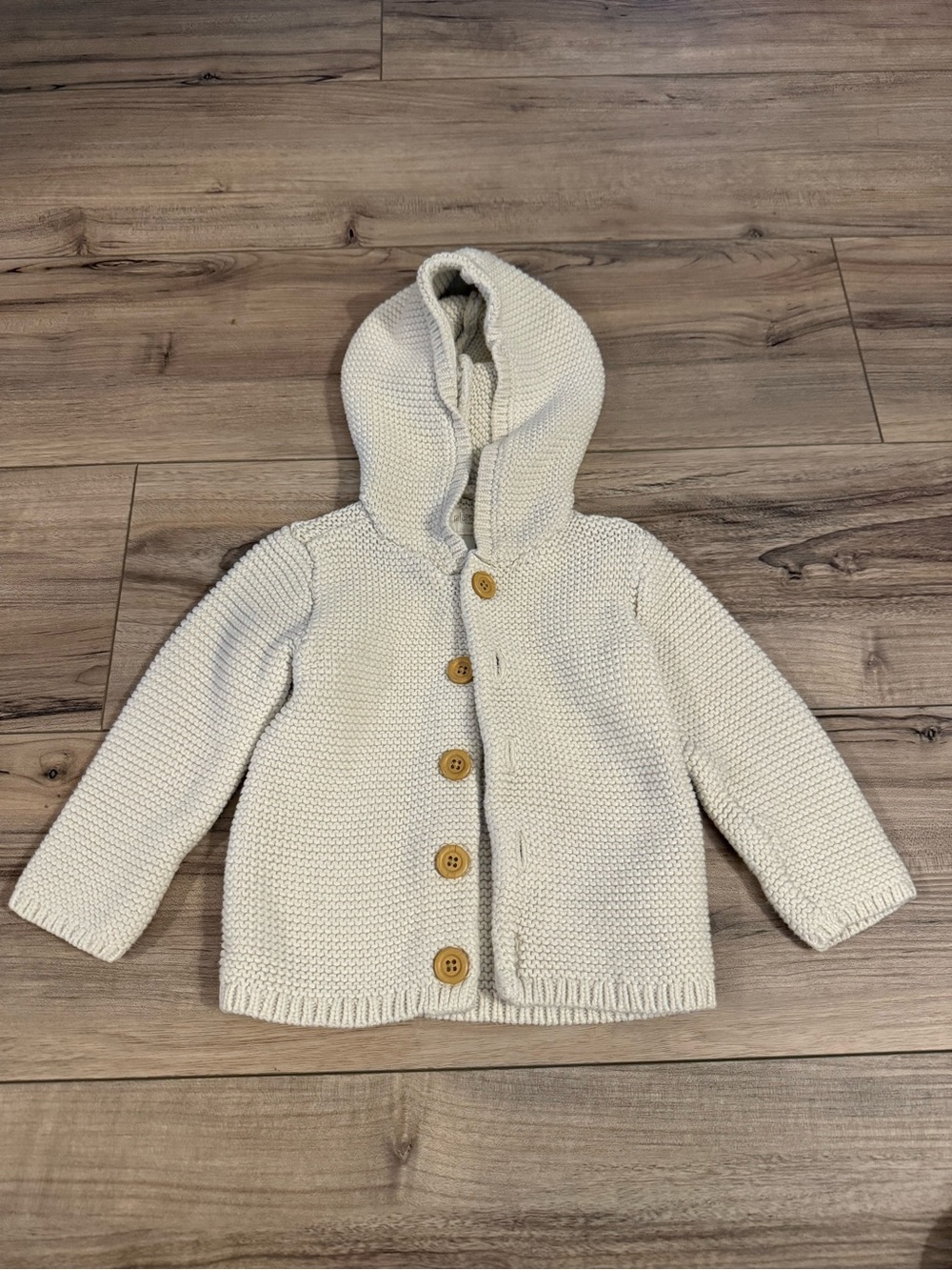 Organic Little Planet by Carter’s Toddler Hooded Knit Cardigan - Cream Size 18m